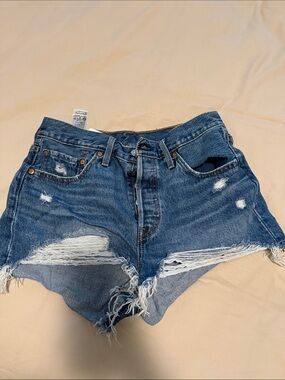Levi’s Women's Distressed High-Rise Denim Shorts - Blue